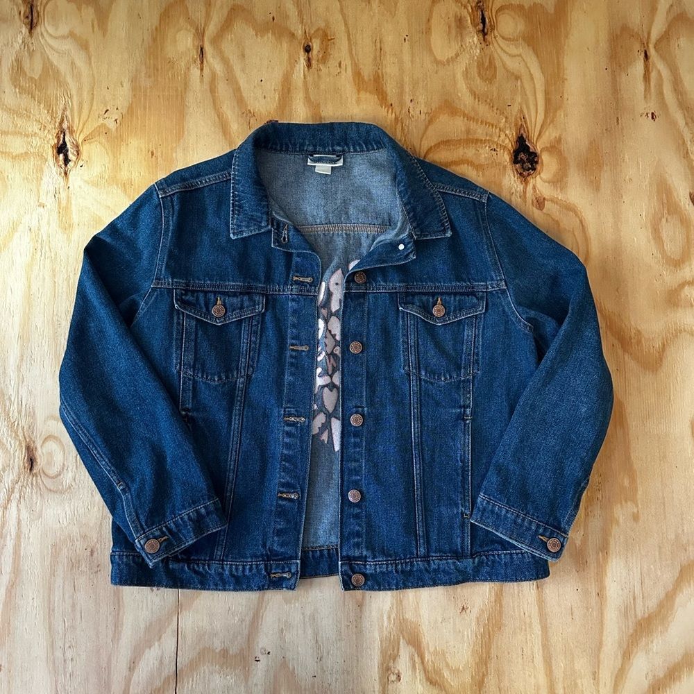 Monki Love Me Forever Heart Denim Jacket L